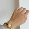 Minimalist Silver/Gold Round Face Bracelet Ladies Watch Small Blue/Beige Dial Watch for Women