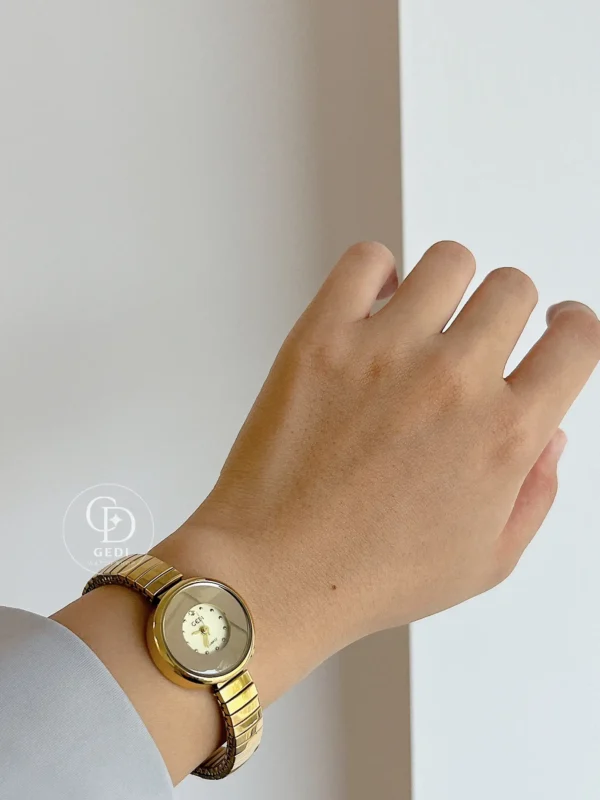 Minimalist Silver/Gold Round Face Bracelet Ladies Watch Small Blue/Beige Dial Watch for Women