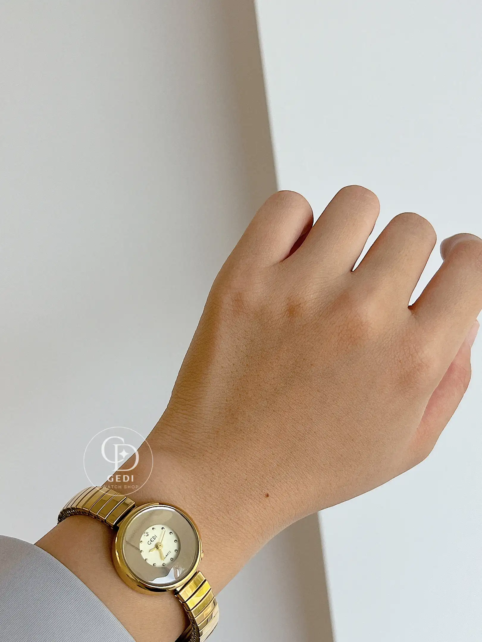 Minimalist Silver/Gold Round Face Bracelet Ladies Watch Small Blue/Beige Dial Watch for Women