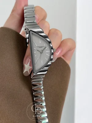 GEDI Vintage-Inspired Silver Half Moon Dial Watch for Women