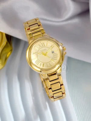 GEDI Classic Round Gold Watch for Women Stainless Steel Bracelet Watch
