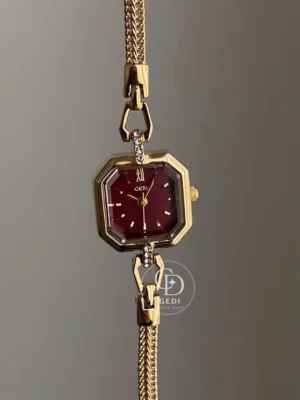 Elegant Ladies Square Bracelet Watch Sunray Dial Mesh Link