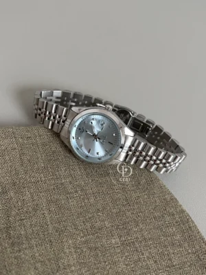 GEDI Round Face Silver Bracelet Watch Elegant Blue Dial Ladies Watch