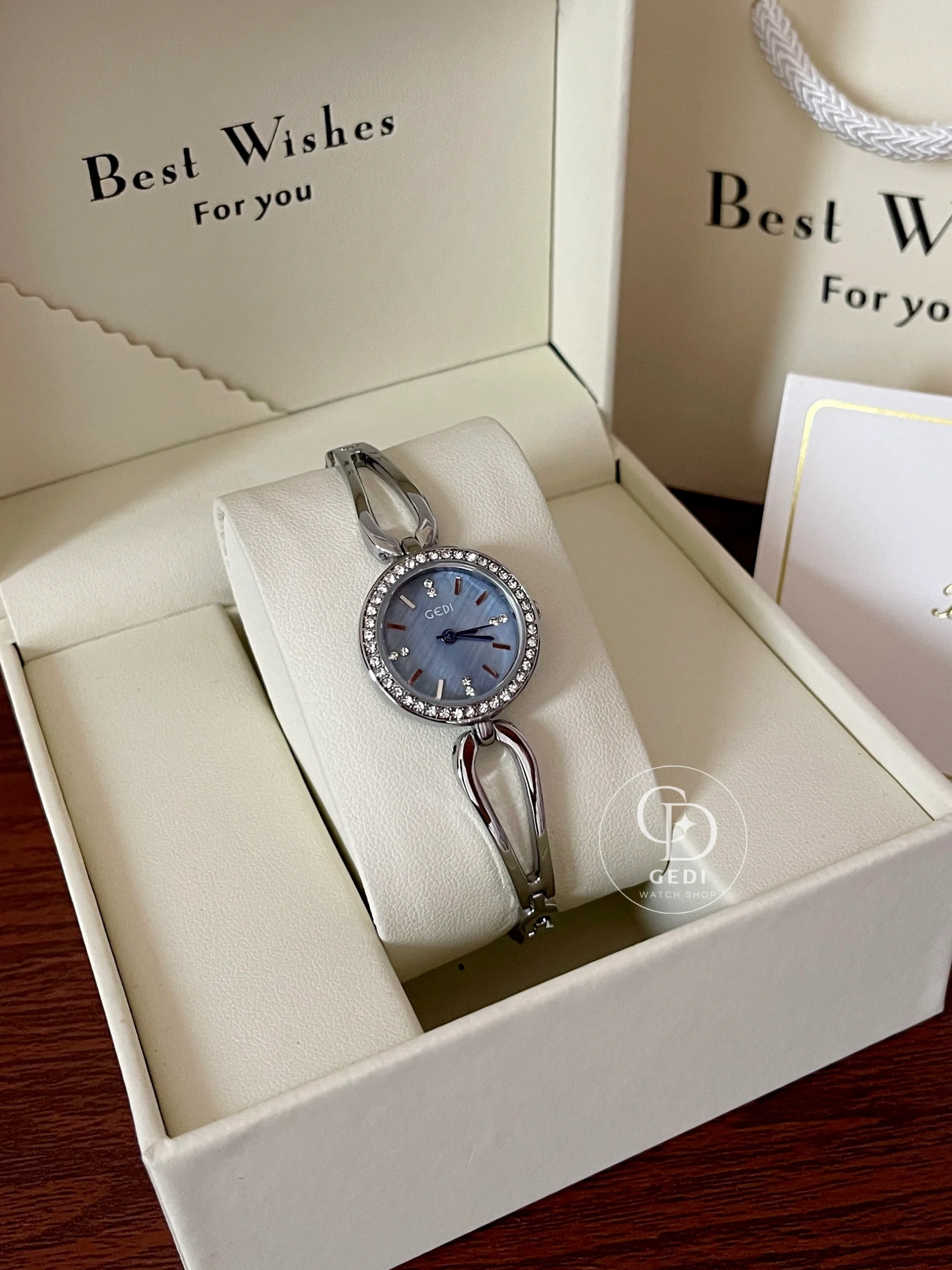 GEDI Elegant Round Mother-of-Pearl Dial Watch Glacier Blue Watch