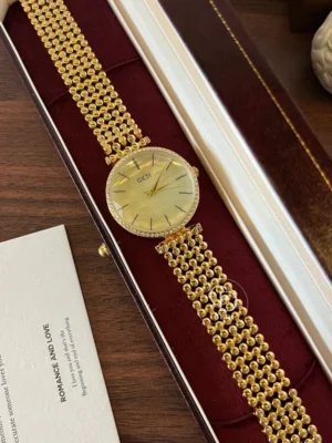 GEDI Luxury Gold Crystal-Bezel Mother-of-Pearl Dial Women's Bracelet Watch